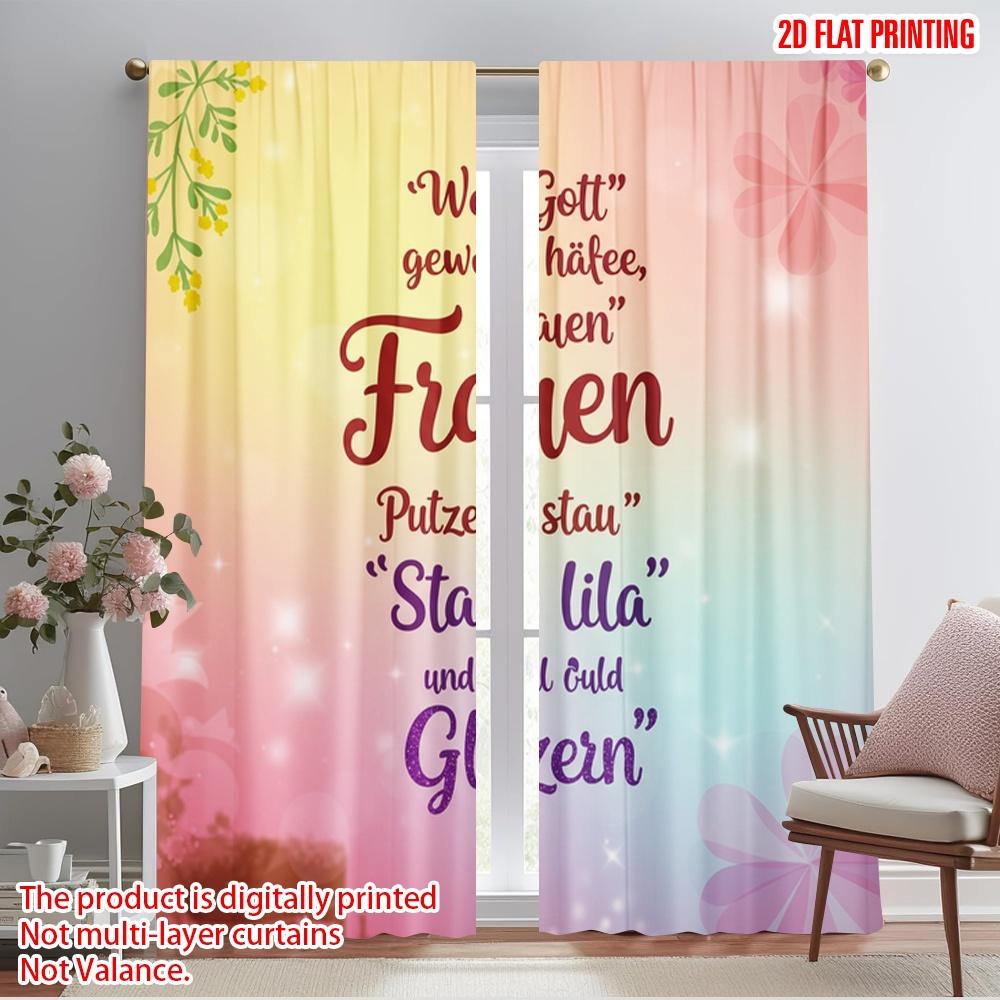 

2pcs 2D flat printing Window Curtains Beautiful Flower Digital Polyester Without Electricity Festive Holiday for Spring Holidays 52.50×116.00 CM 2pcs