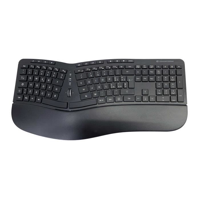 Clavier Ergonomique - CONCEPTRONIC - ORAZIO02IT - Sans Fil - Courbé - Repose-Poignets