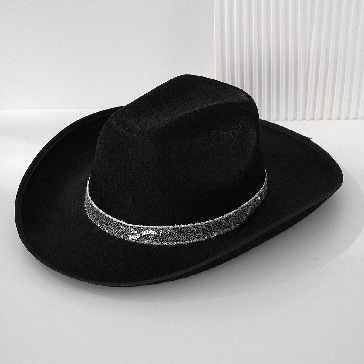 

Женская джинсовая шляпа для вечеринки однотонного цвета с отделкой пайетками M (56-58cm) чёрный