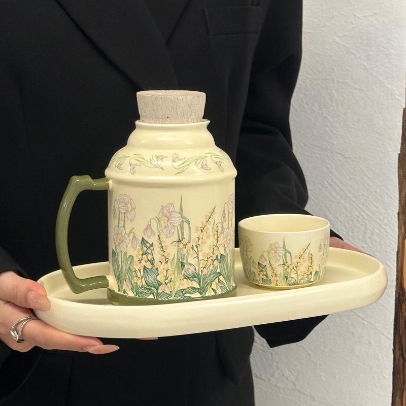 Ins retro originaldesign Gesang blomma vattenkanna eftermiddagste keramisk mugg premium tekopp presentförpackning