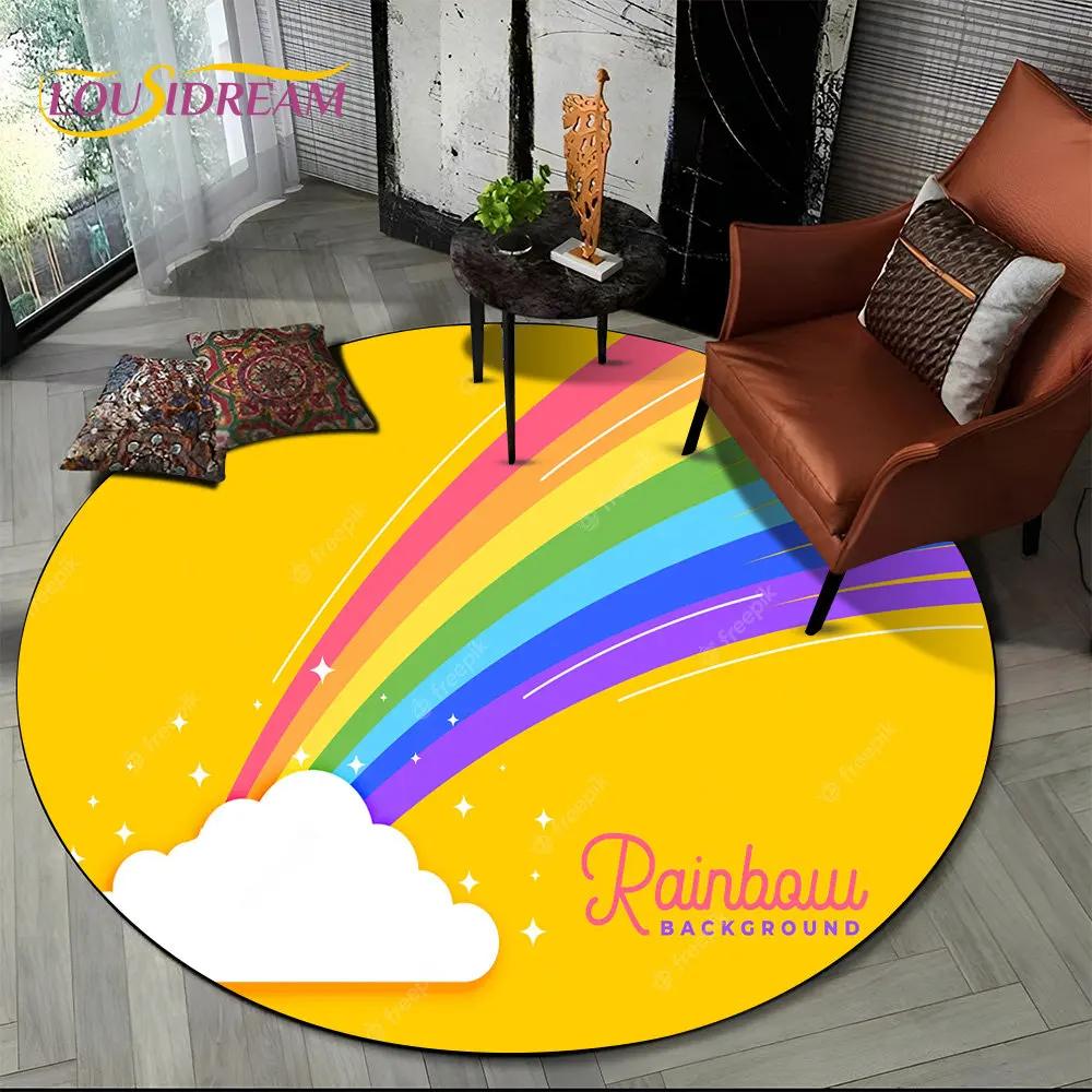 Rainbow Chromatic Colour Illusion Round Area Rug,Carpet Rug for Living Room Bedroom Sofa Playroom Decor,kids Non-slip Floor Mat