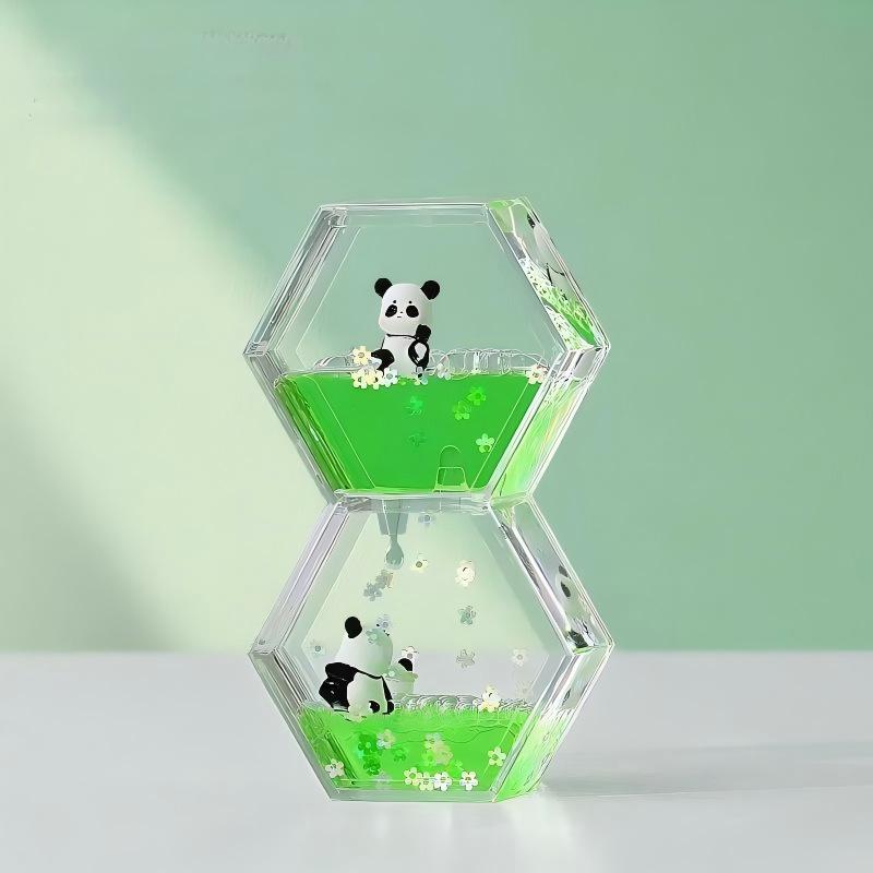 Bedårande Panda Oljedropp Timglas: Kreativt skrivbordsutsmyckning & Avkopplingstimer, Perfekt present till Barnens Dag