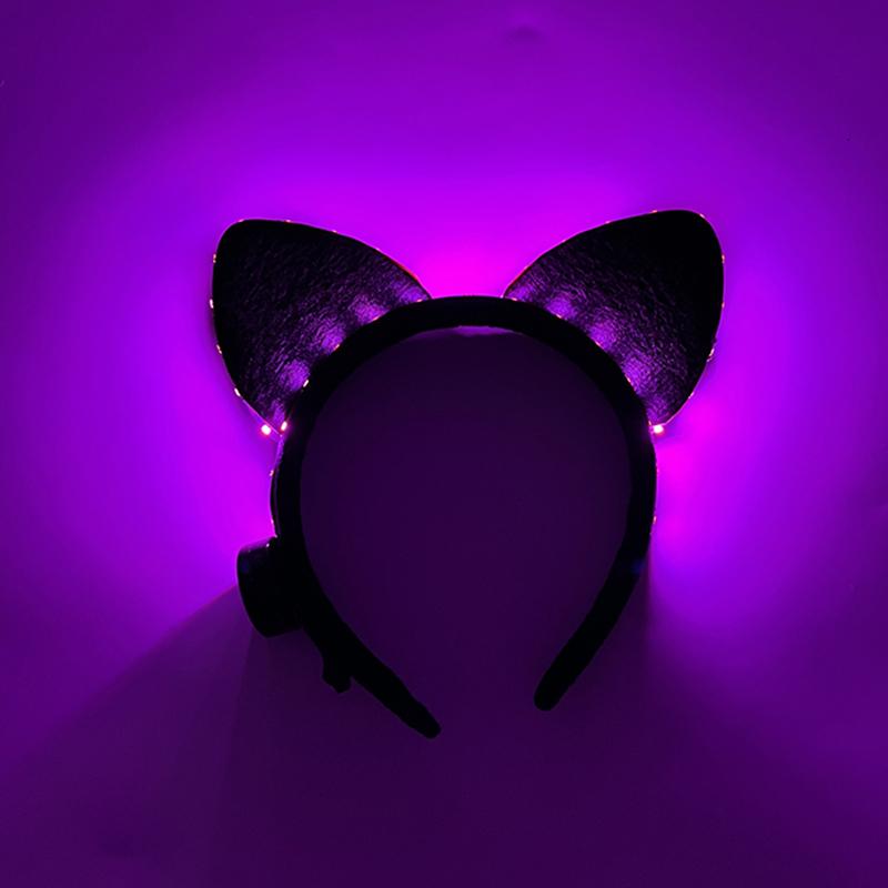 Luminous Cat Ears Headband LED Hair Band Kawaii Hair Accessories for Women Glowing Headband Birthday Christmas Party Supplies