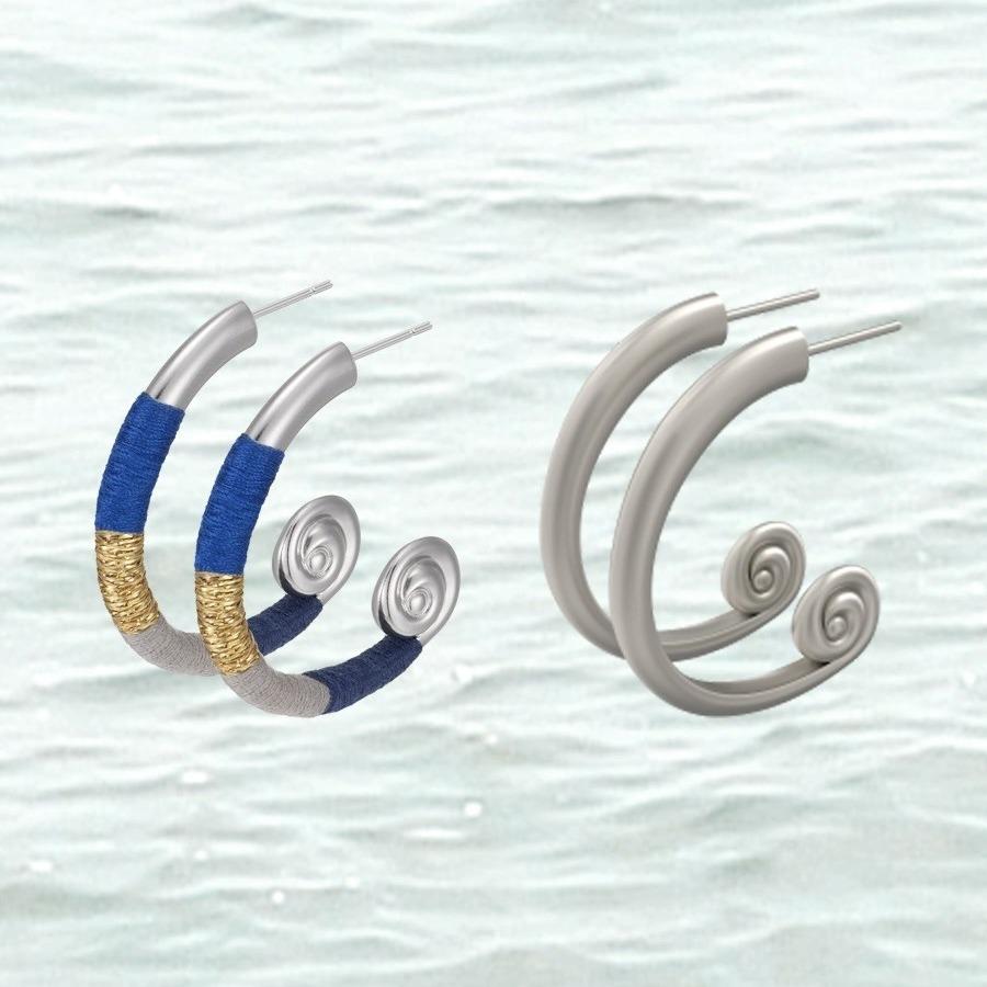 Eleganter C-förmiger Wellen-Ohrklemme: Minimalistische 925er Silber Ohrstecker mit Webdesign für Damen