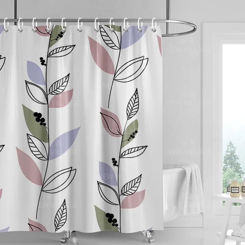 

Rideaux de douche modernes nordiques, tissu imperméable, non-ald, ébll eau, plante simple, pour la maison et la salle de bain 90X180cm