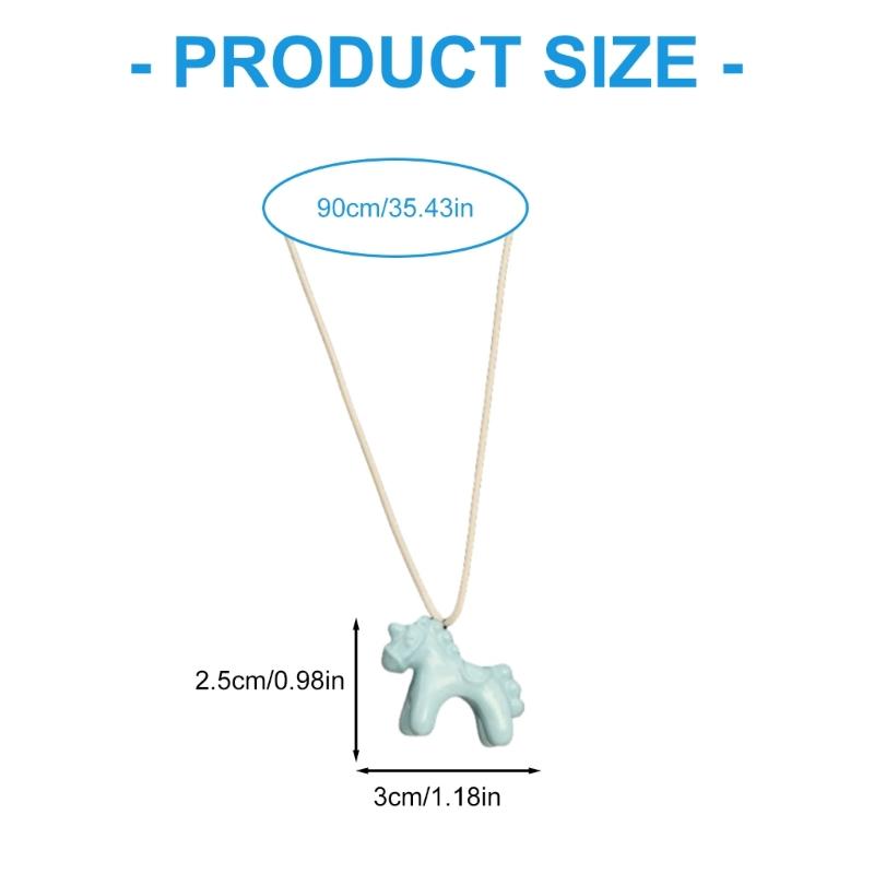 Enamel Coated Horse Charm Necklace Corrosion Resistant Copper Adjustable Neckchain Wear For Everyday Fashion Accent