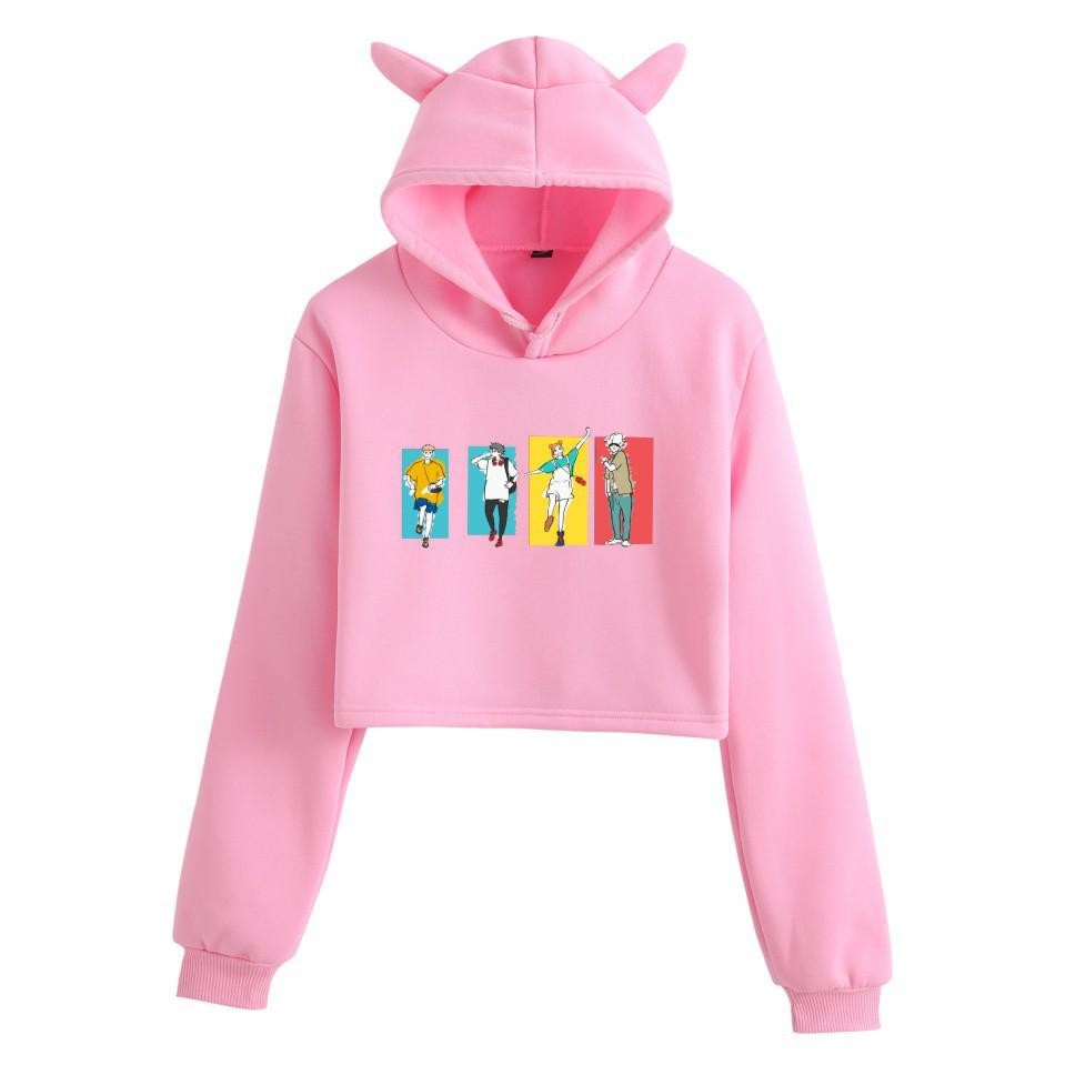 Jujutsu Kaisen Cat Ear Crop Hoodie - Spring Fashion Trend for Girls