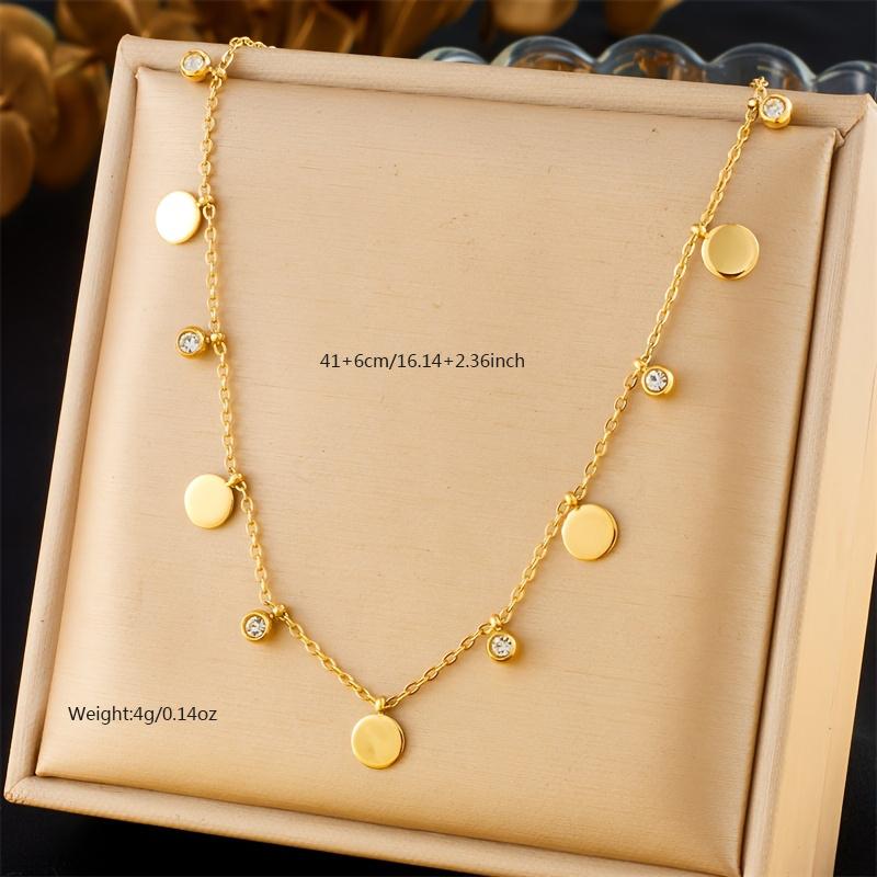 White Zircon Inlay Beads Elegant Double-Layer Necklace Lady 316L Stainless Steel 18k Gold Plated Waterproof Jewelry