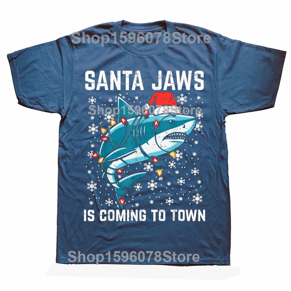 

Funny Christmas Shark Santa Xmas Graphic Tshirt Unisex Women Hip Hop Oversized T Shirt 100 Cotton Comfort Cool Classic Tshirts S