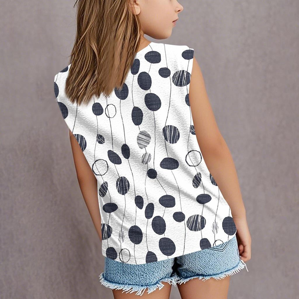 Summer Round Neck 3D Printed Top Fashionable Casual Short Sleeved Children's Girl T-shirts