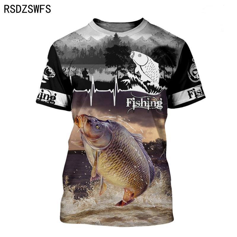 

Летний топ с круглым вырезом и 3D-принтом рыбы, модная повседневная мужская футболка с коротким рукавом 6XL