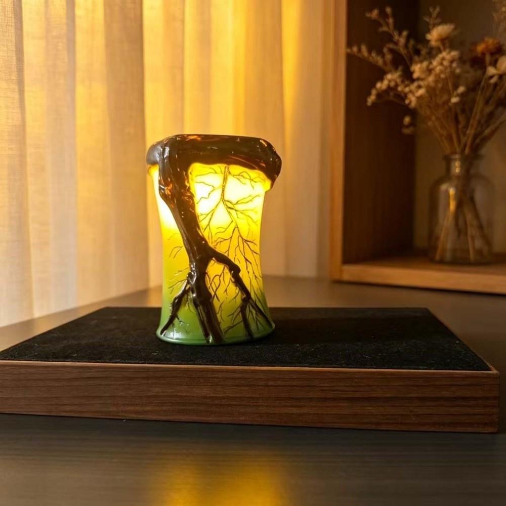 Glowing Night Light Forest Tree Silhouette Desk Lamp Candle Holder Table Lamp Halloween