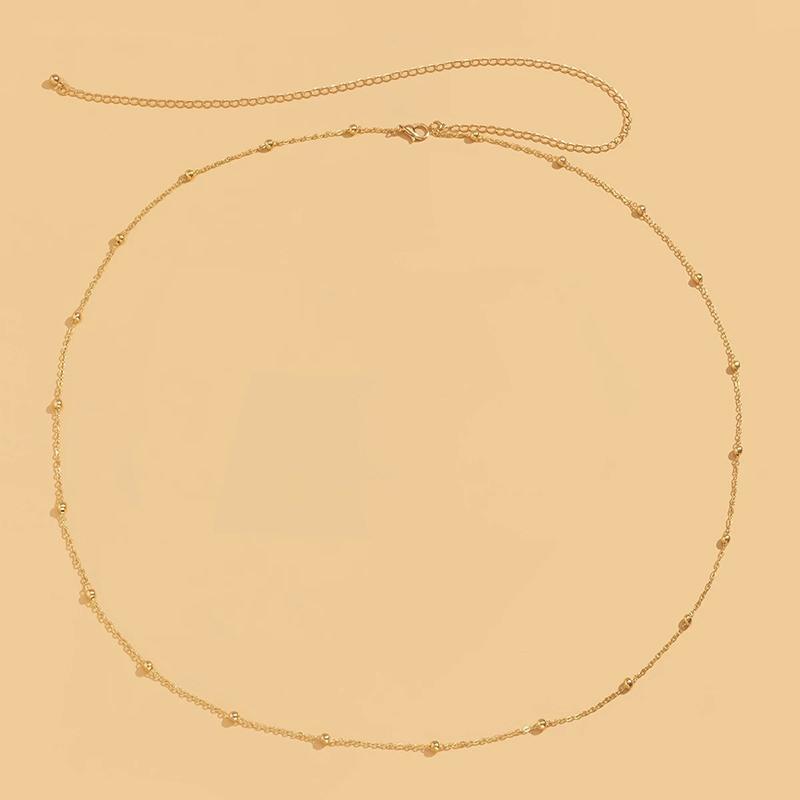 Girls Simple Beaded Belly Chains for Women Antique Gold Metal Beach Bikini Single Link Chains Waist Body Jewelry Accessory