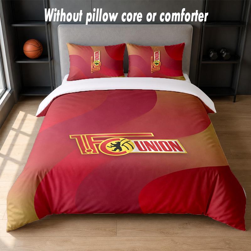 Union Berlin FC Design Bett Bettwäsche-Set 1 Bettbezug + 2 Kissenbezüge Weich Atmungsaktiv Haushalt Bettwäsche