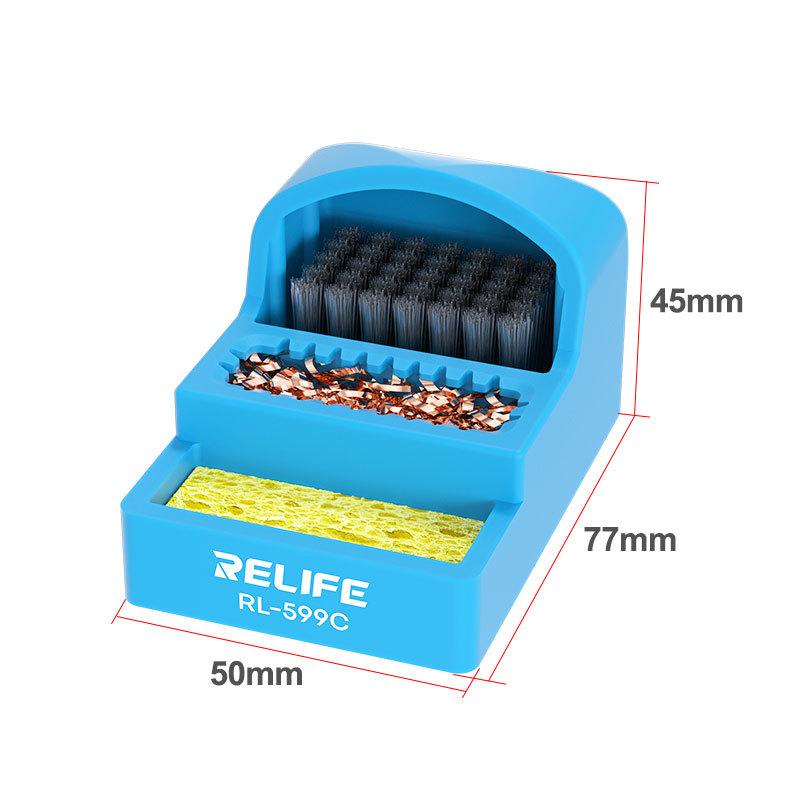 RELIFE RL-599C Solder Tip Cleaner 3-IN-1 Steel Brush/Copper Wire Ball/Sponge Welding Soldering Iron Tips Cleaning Tools