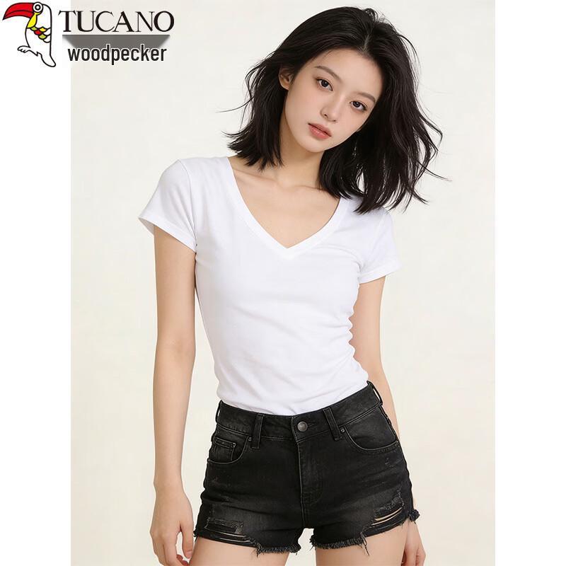 Women s V-Neck Short Sleeve Cotton Blend T-Shirt S