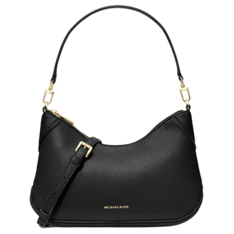 Michael Kors MK Jet Set Zip Closure Leather Shoulder Bag Medium Women Shoulder Bag Black 32S6GJ6W8L-BLACK