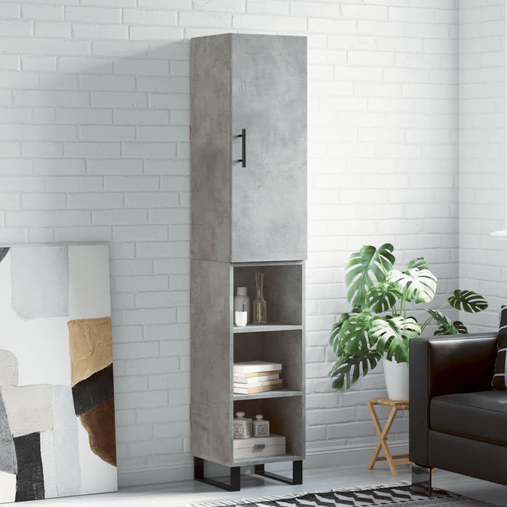 Highboard Concrete Grey 34.5 x 34 x 180 cm Particleboard