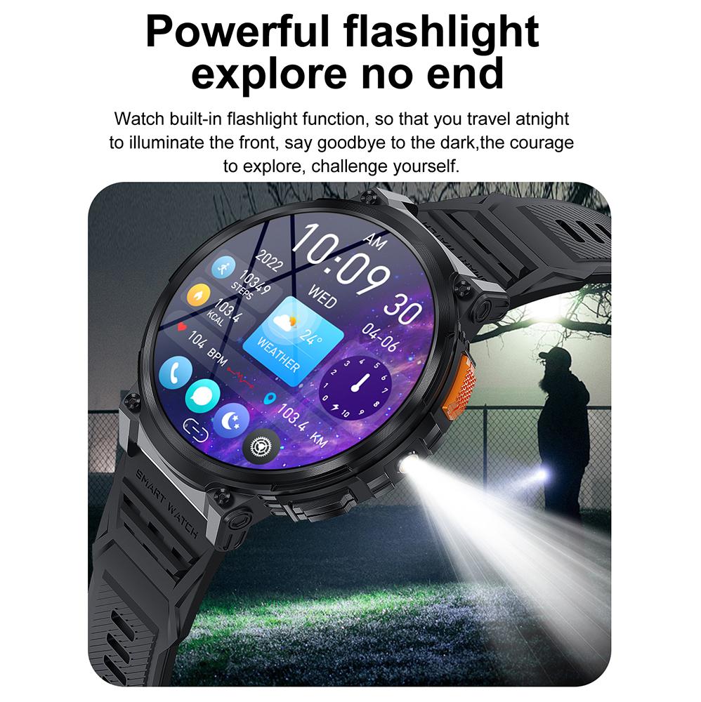 K66 1.85-inch IPS Screen Heart Rate Monitor Bluetooth-compatible Calling Sports Smart Watch with Flashlight