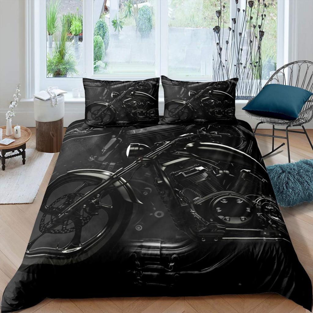 Dirt Bike Motorbike Duvet Cover Motocross Racer Bedding Set Boys Motorcycle Extreme Sports Quilt Cover Polyester Comforter Cover