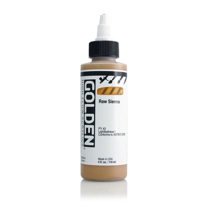 Peinture Acrylique - GOLDEN - High Flow - 119ml - Couleur Raw Sienna - Marron Intense
