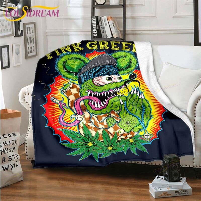 Rat Fink Blanket Throw Blanket Couch Quilt Cover Travel Bedding Throw Blanket Flannel Blanket Bedspread Blankets for Beds