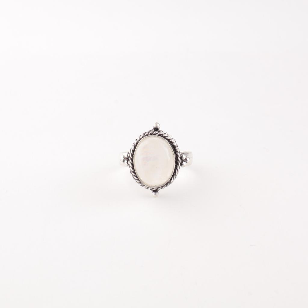 Rainbow Moonstone Gemstone 925 Solid Silver Jewelry Handmade Ring Birthday Gift RR-9-26