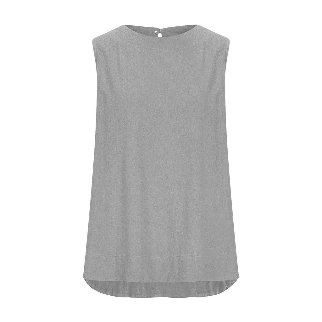 2024 Women's Plus Size Sleeveless Cotton-Linen Casual Top