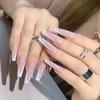French Icy Nude White V-wearing Armor, Long Ballet Patch Nail Fake Finger Nail Art Nail Art Nail Art Nail Art