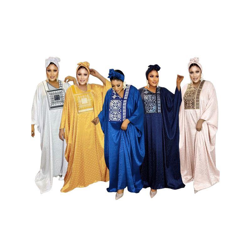 African Ethnic Style Jacquard Large Swing Robe Middle East Women's Clothing V-neck Batwing Sleeve 150.00kg Plus Size Dress Dress