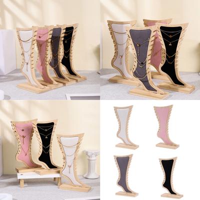 Bamboo Wood Jewelry Display Stand Foot Shaped Storage Rack for Earrings Necklaces Bracelets Accessories Organizer