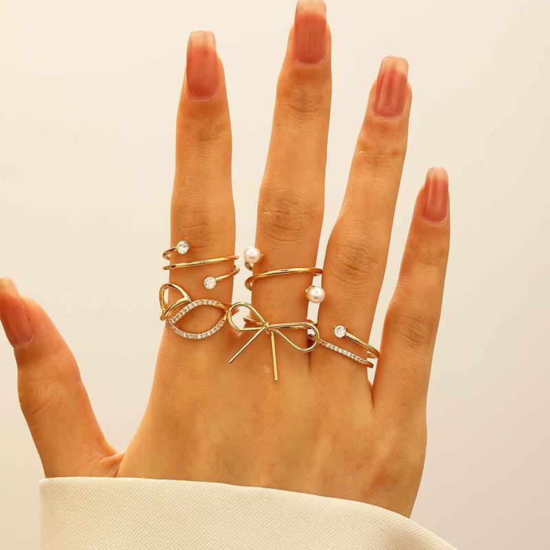 High-quality new ins style set ring, fashionable and creative, simple and good-looking electroplated joint ring 2026 wholesale