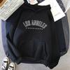 Los Angeles Hooded Sweatshirt with Letter Print, Men's and Women's Styles. Los Angeles Casual Hooded Sweatshirt, Fashionable.