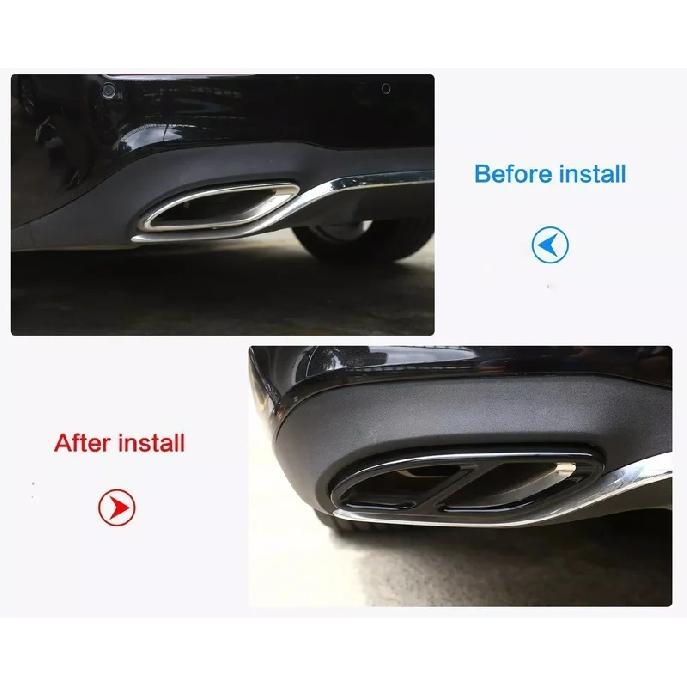 1 Coppia Copritubo di Scarico in Acciaio Inossidabile per Auto per Mercedes Benz Classe A B C E CLA GLC GLE GLS Copritubo Nero