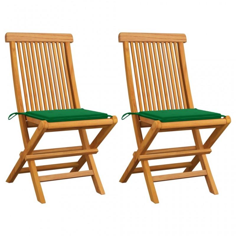 Day and Night - Day and Night Garden Chairs 2 Units with Green Teak Wood Cushions