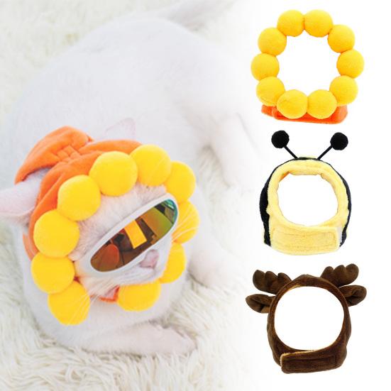 Cat Dog Headgear Cartoon Style Soft Cotton Hat Warm Cap Pet Accessories for Winter