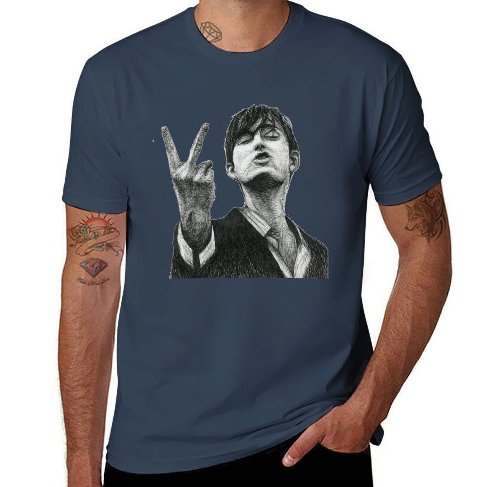 Jarvis Cocker Outline V Sign Sketch with Clear Background Iconic Jarvis MoUnisext TShirt High Elasticity Sports Tee Shirt S