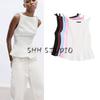 Spring and Summer New Women's Boat Neck Cropped Short Skirt Hem Bowknot Decoration Tops 2606777 2179777