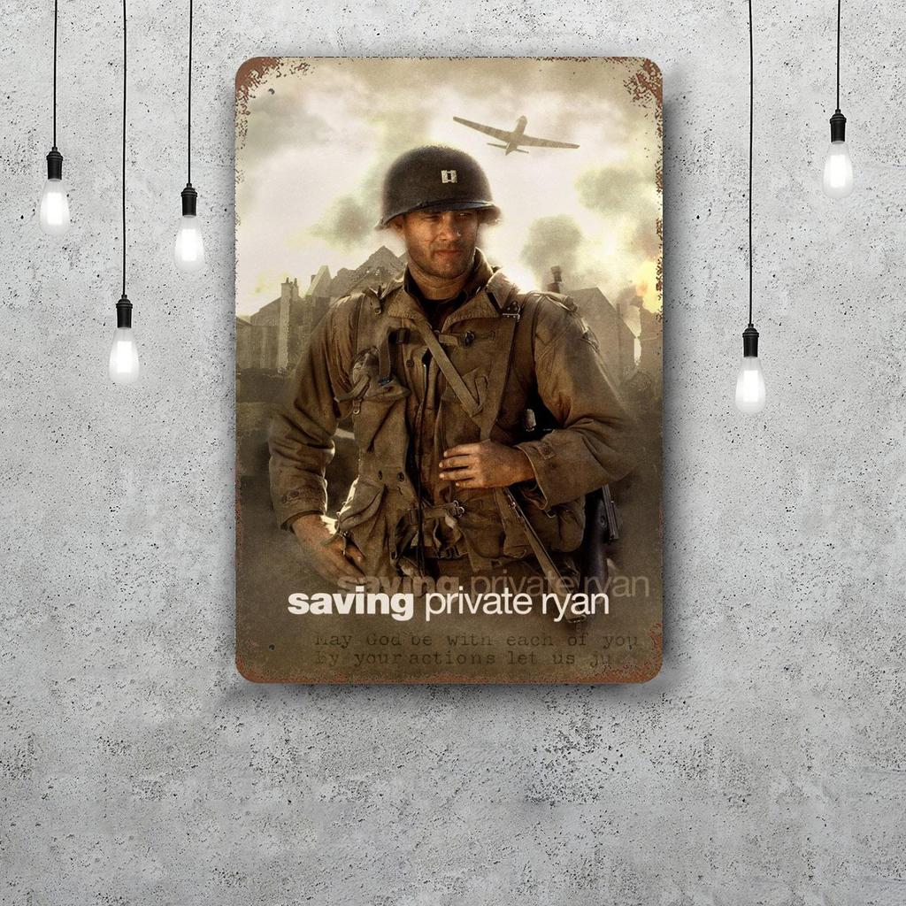 Saving Private Ryan Movie Decor Poster Vintage Tin Sign Metal Sign Decorative Plaque for Pub Bar Man Cave Club Wall Decoration