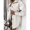 Autumn Winter Long Sleeved Cardigan Women Coats Plus Size Solid Color Casual Loose Simple Lapel Button Woolen Jackets Pockets Lace-up Women's Clothing