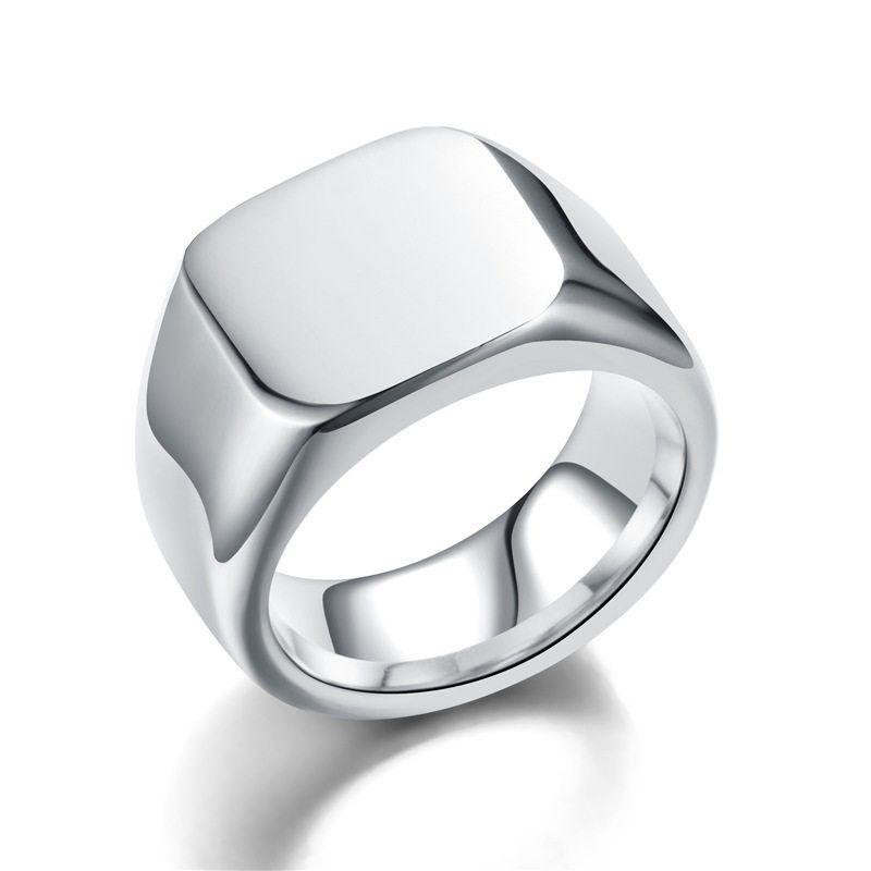 Cross-Border Hot Ornament Fashion Unique Titanium Steel Ring Men s Retro Stainless Steel Plain Ring No. 9 [Silver]