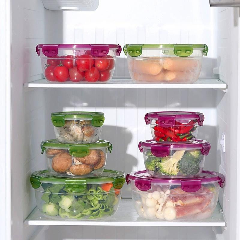 4Pcs Plastic Bowls with Lid Leakproof Food Storage Container Meal Prep Containers Bento Box, Microwave-Safe Round Lunch Boxes