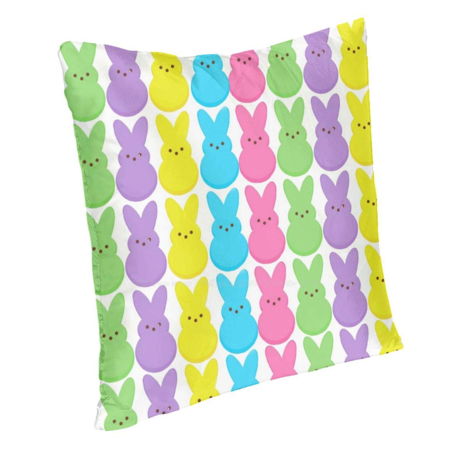 Easter Peeps , Hanging With My Peeps Throw Cushion Pillow Cover Pillowcase Hanging With My Peeps Chillin With My Peeps Peach skin 18*18(CM)-1Pcs