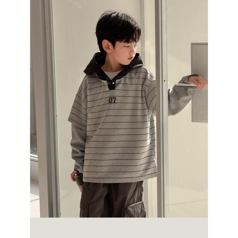 Boy S Striped Hoodie Long Sleeve Casual Sweatshirt For Big Kids