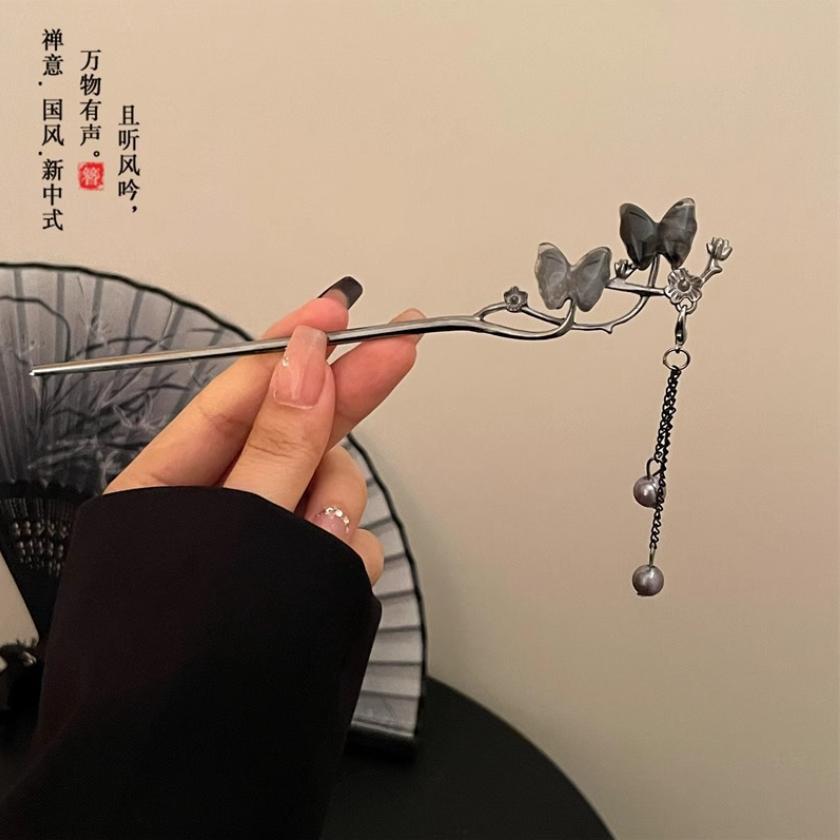 Vintage Metall Blume Schmetterling Haarnadeln für Frauen Elegant Chinesischer Stil Essstäbchen Haarstab Mädchen Haarschmuck Zubehör Werkzeuge