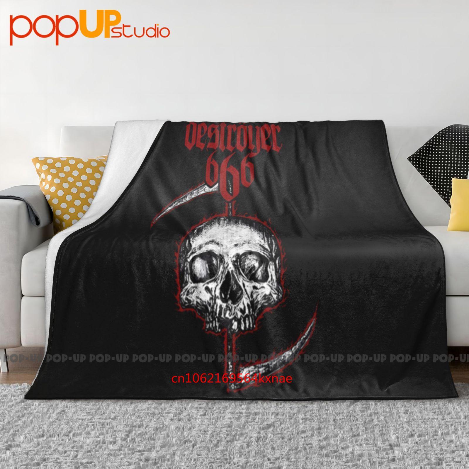 

Vintage Destroyer 666 Skull Ultra-Soft Blanket Quilt Winter Sofa Cover Bed Covers 30x40in