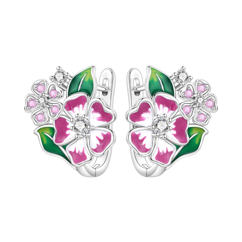 Elegant Orchid And Tulip Floral Hoop Earrings For Women Sophisticated Botanical Design Dainty Jewelry Gift