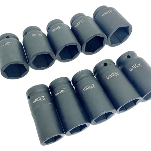 elfoLiz Hex Impact Socket, Deep Socket, Hub Lock Nut, 19mm (3/4 Inch) Drive, Set of 10, with Storage Case, Tool, Automotive Maintenance
