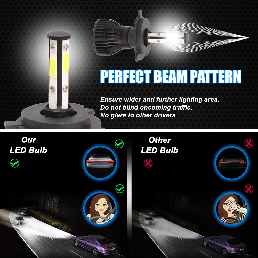 2pcs 16000lm 50w H4 H13 9008 9004 9007 Hi /Lo Beam H7 9005 /Hb3 9006 /Hb4 H11 H8 Auto Led Headlight 6500k White Car Lights 12v
