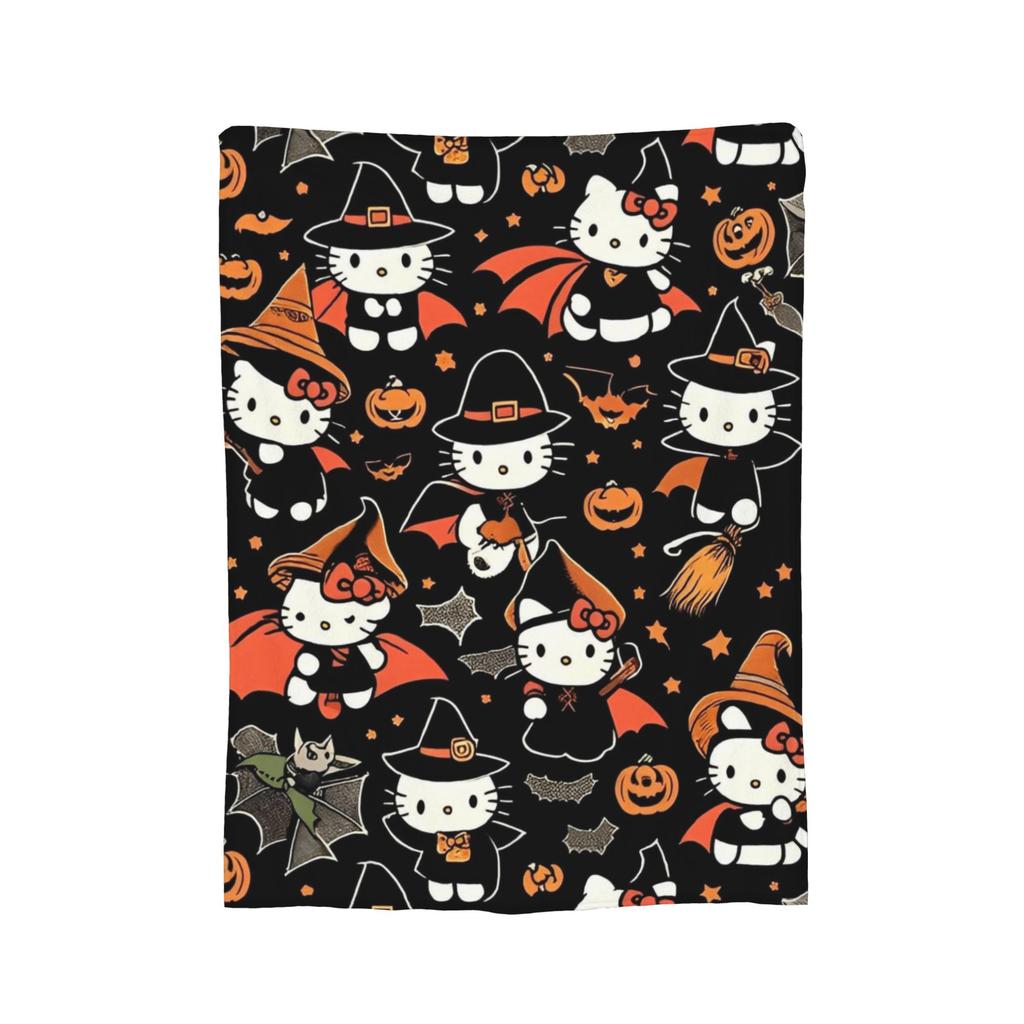 Hello Kitty Halloween Knitted Blanket Bats Ghost Plush Throw Blankets Home Couch Personalised Soft Warm Bedspreads,